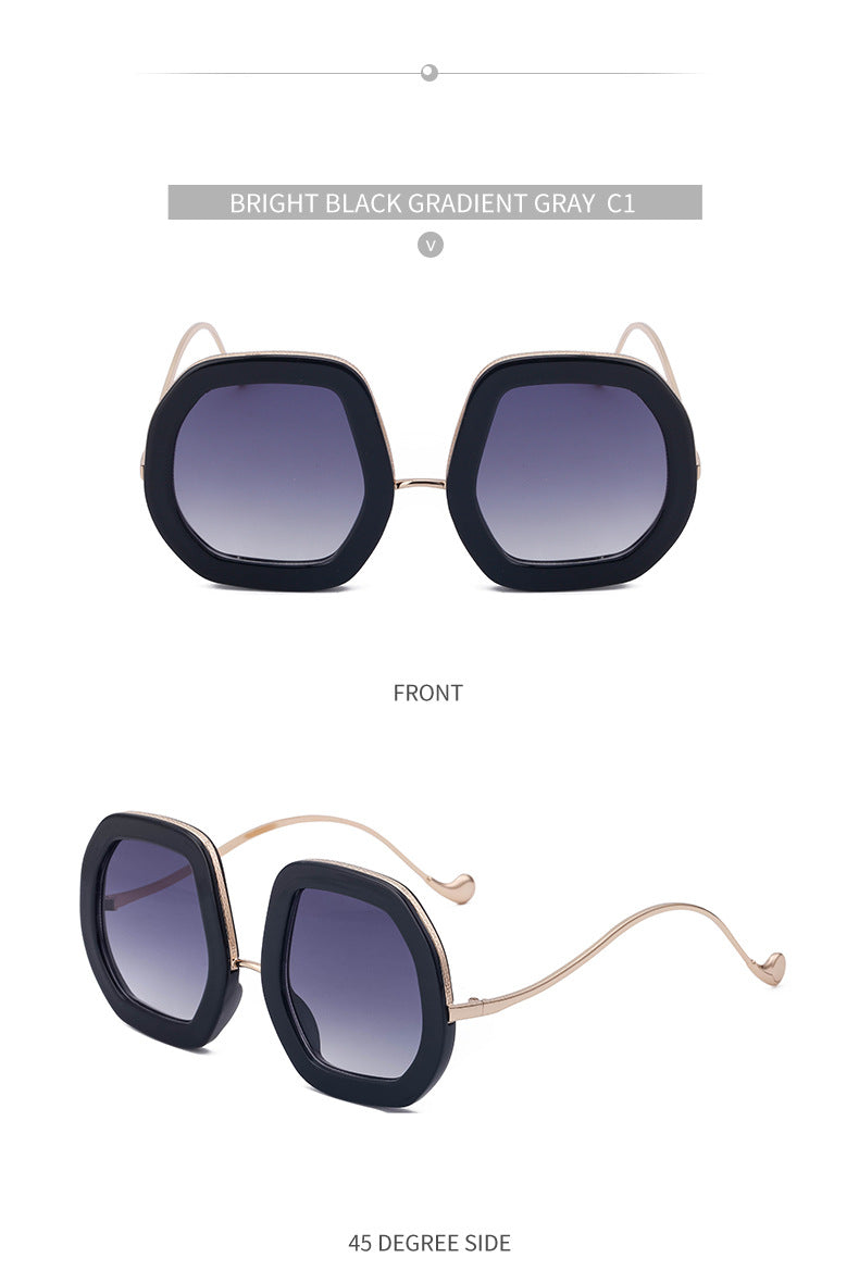 European and American Style Women's Sunglasses with Rhinestones, Irregular Polygonal Large Frame Sunglasses, Trendy High-End Glasses Wholesale