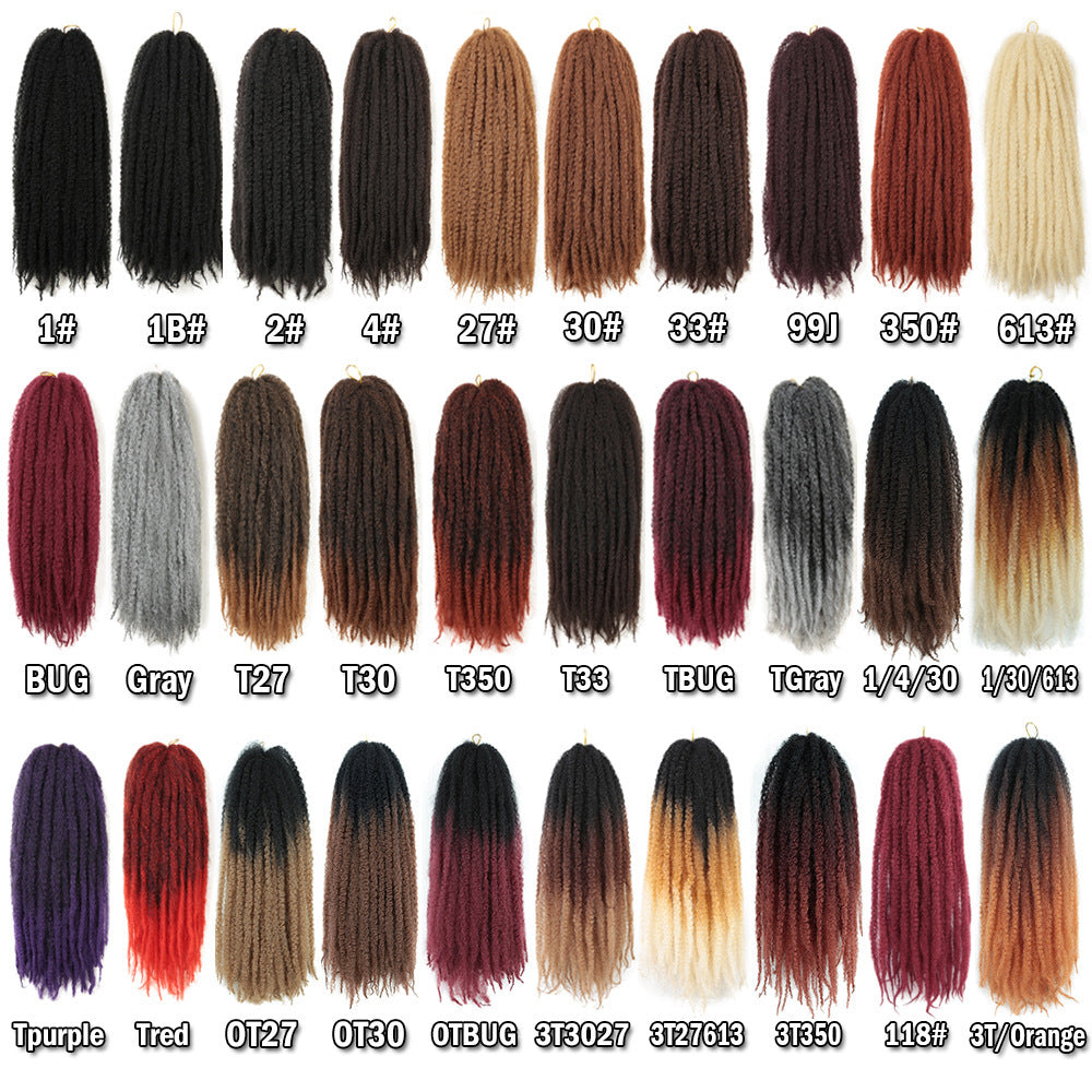 European American African Cross-Border Wig Dreadlocks Marley Braids Crochet Hair Afro Marley braids Big Caterpillar