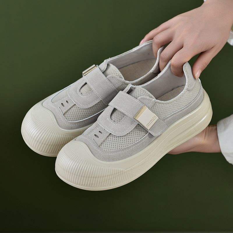 New Round Toe Fashion Sports Casual Shoes Mesh Soft Sole Women's Shoes Retro Niche Fashion Low-top Single Shoes Mom Shoes