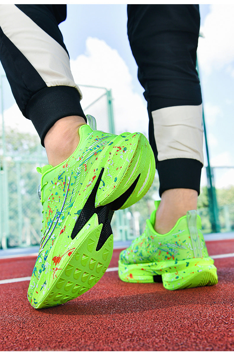 2025Four Seasons New Casual Couple's Real Explosive Carbon Plate Rotating Buckle Running Shoes Youth Graffiti Fashion Sports Shoes