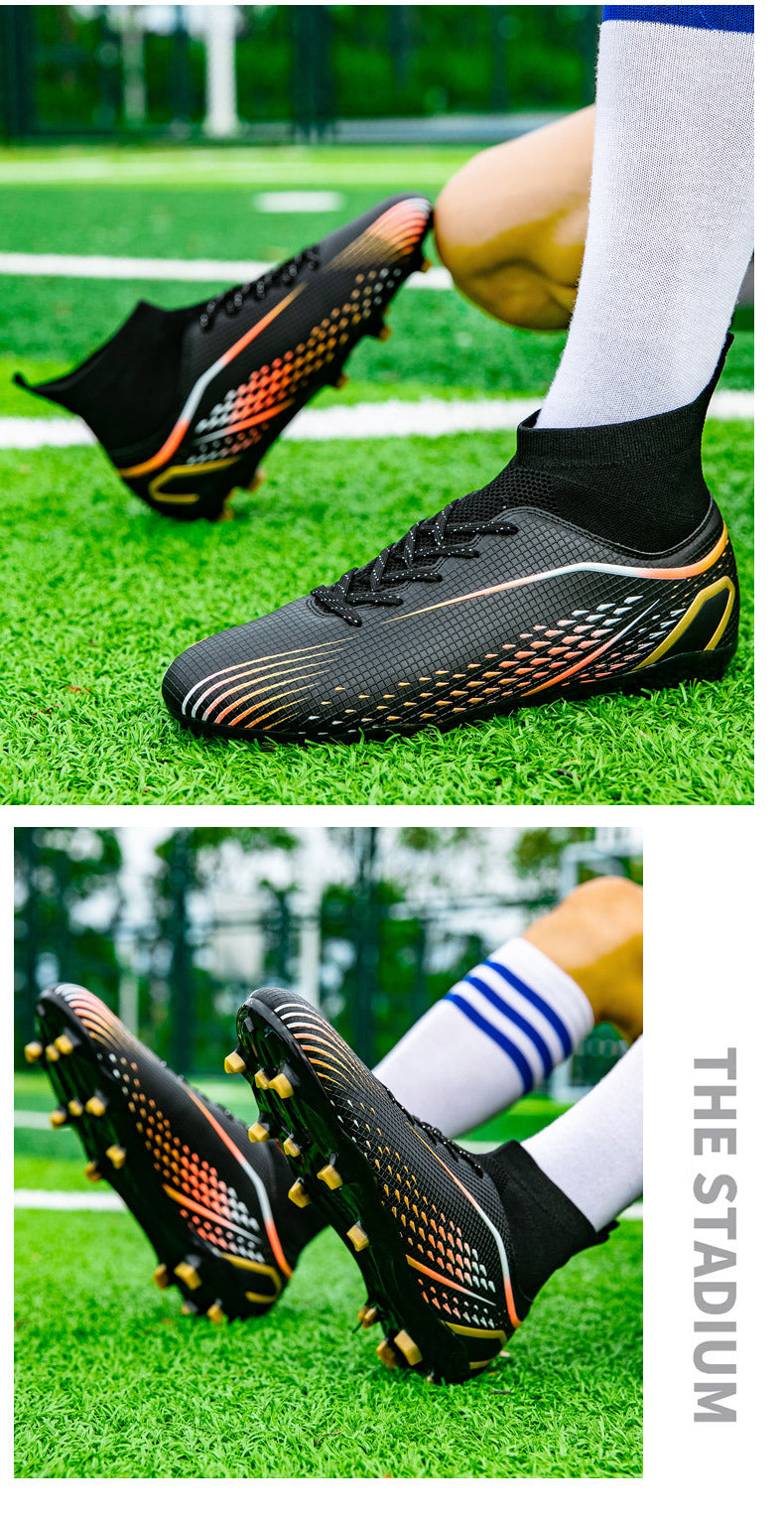 New football shoes for men and women AG Long Spike gold Competition Student Training Shoes Artificial Turf TF Wholesale of Broken Nails