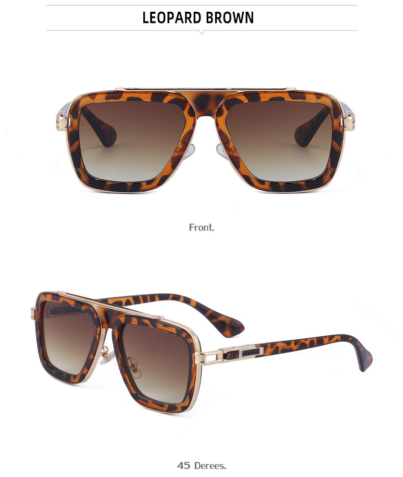 European and American Retro Square Frame Sunglasses for Men, Trendy European and American Punk Style, Internet Celebrity Same Style Sunglasses for Women ins Wind shades