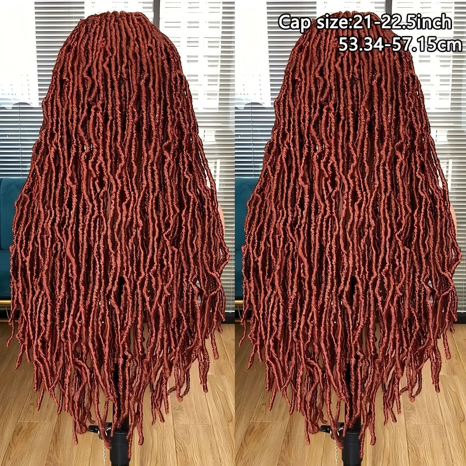 Foreign Trade Cross-Border European American African Wig Synthetic Full Lace Earthworm Curved Head Wig Faux Locs Full Lace