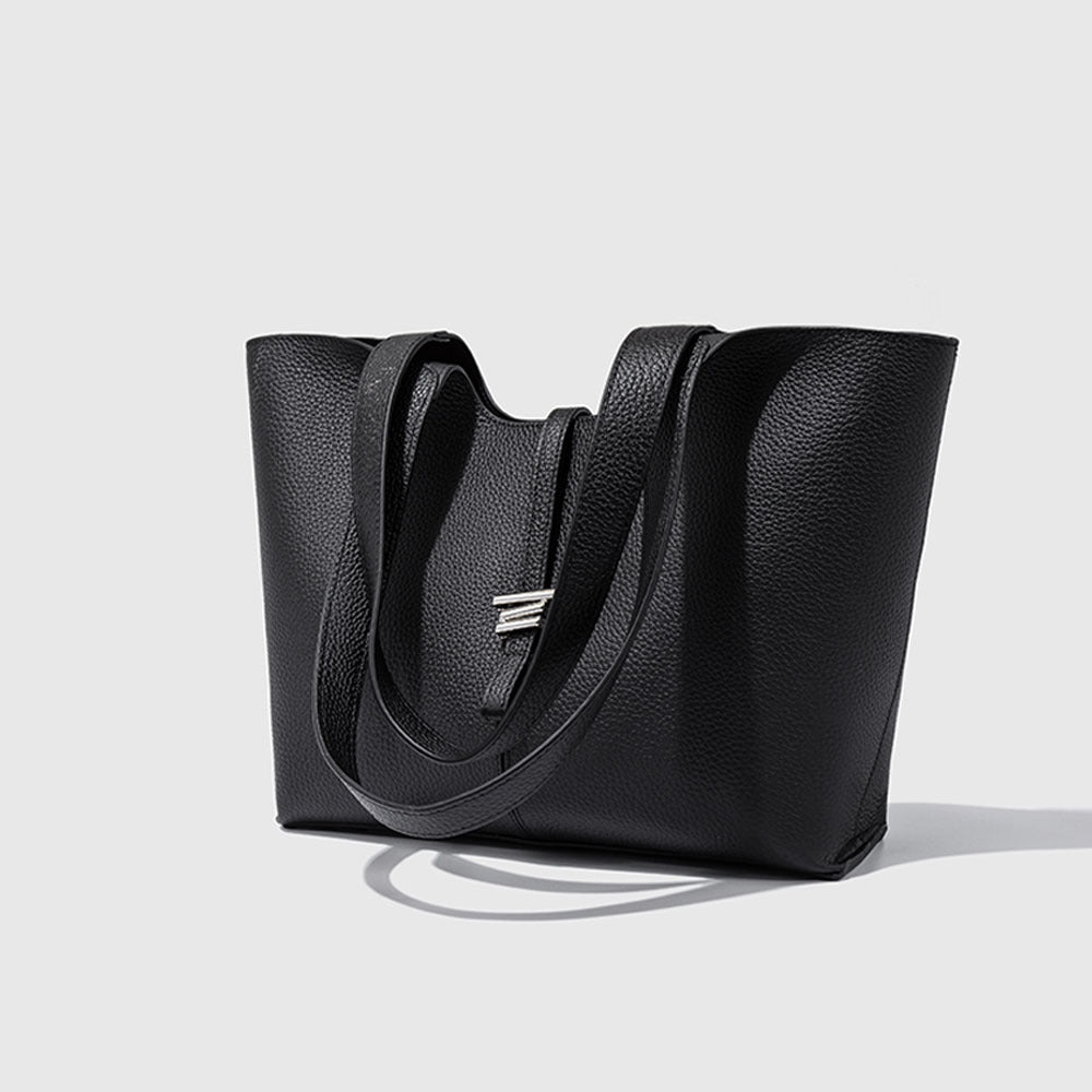 Wind Chime Tote Bag2025New Top Layer Cowhide High-End Large Capacity Niche Design Commuter Shoulder Underarm Bag