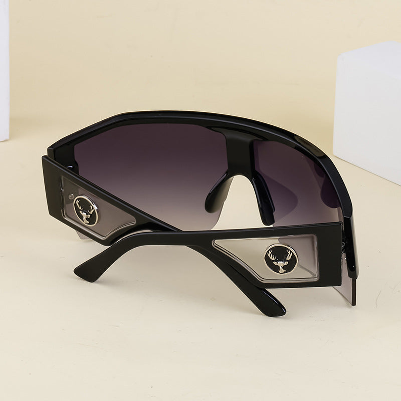 Y2K Millennium Integrated Cycling Sports Sunglasses for Women, European and American Style, Large Frame, Windproof, Half Frame Sunglasses