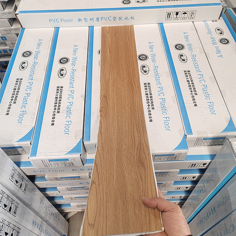 PVC Plastic Floor Stickers Self-Adhesive Wood Grain Cement Floor Stickers Special for Bedroom Waterproof Non-Slip Floor Renovation Chinese Style