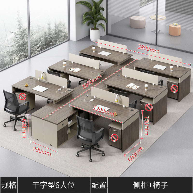 Financial Office Desk Employee Position Staff Office Desk and Chair Set Simple Modern Three-Person Company Computer Desk