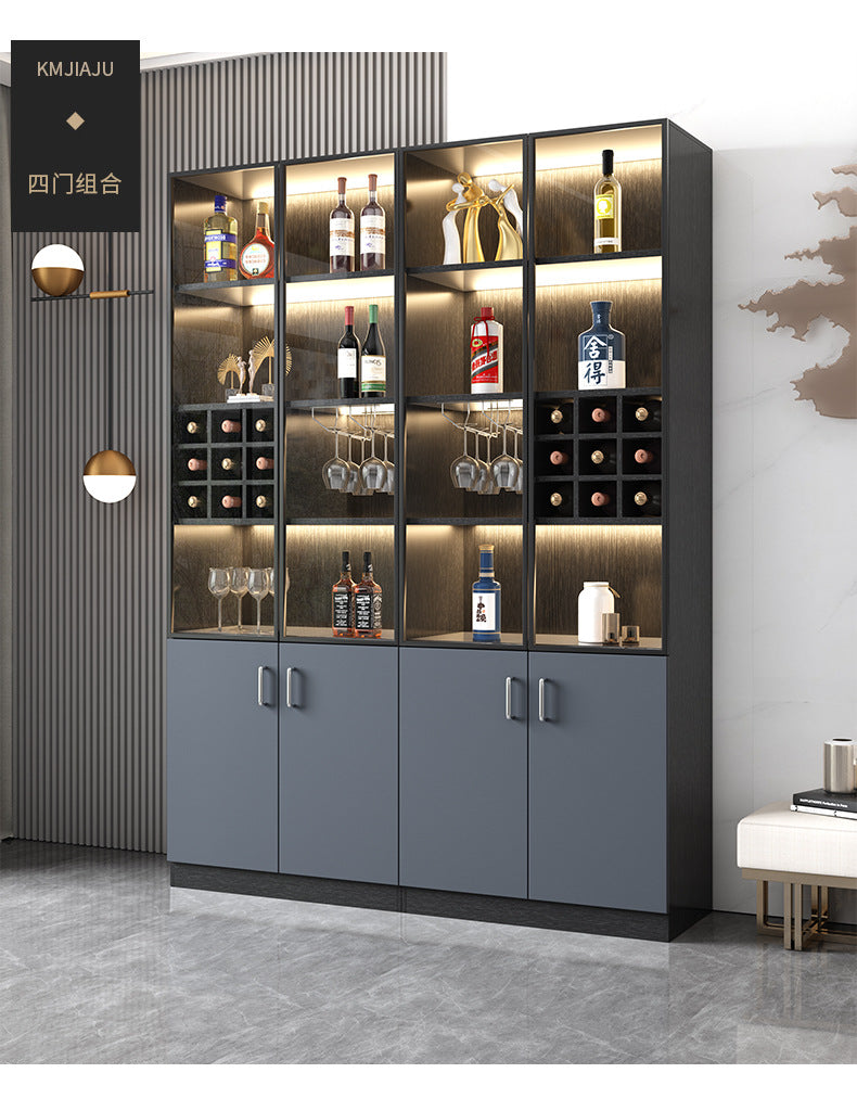 Glass Wine Cabinet for Living Room, Wall-Mounted, Modern Minimalist, Light Luxury, Double-Door Wine Cabinet, Home Dining Side Cabinet, High-End Display Storage Cabinet