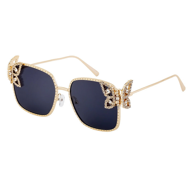 European and American Fashion Personality Butterfly Diamond Sunglasses for Women Metal Frame Sunglasses Women's Sun Protection Glasses shades