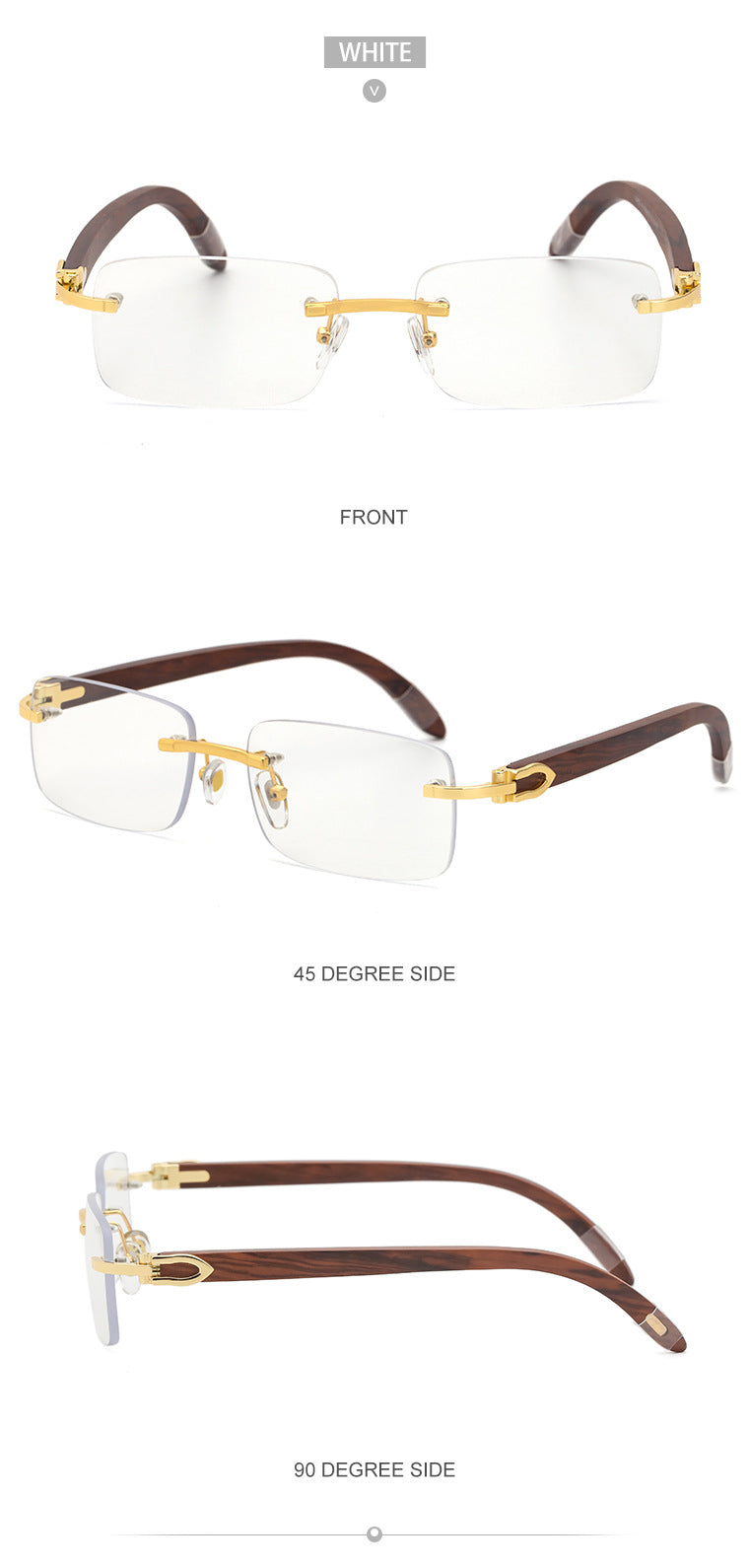 Fashion Sunglasses for Men Frameless Wooden Leg Slingshot Sunglasses Men Trendy Wooden Optical Frame sunglasses