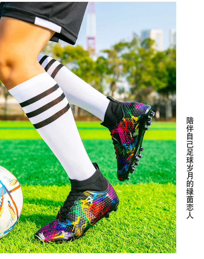 Youth Football Shoes Men and Women Long Spikes Adult Professional Sports Training Shoes Artificial Grass Non-Slip Wear-Resistant Competition Shoes