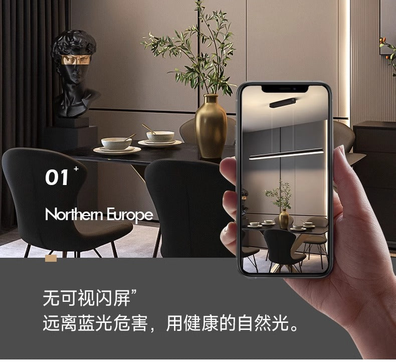 Modern Minimalist Creative Long Dining Table Minimalist Bar Counter Linear Restaurant Pendant Light Dining Room Zhongshan Lighting New Model