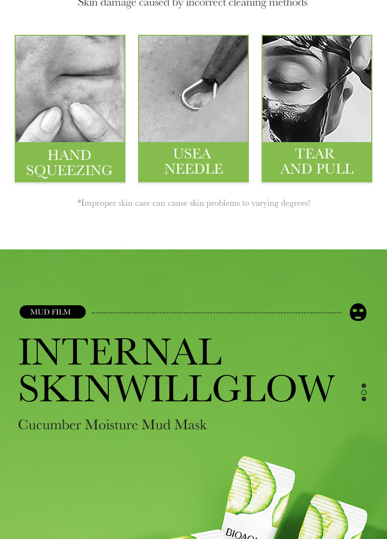 Cleansing Mask BIOAOUA Cucumber Pore Cleansing Smear-On Portable Mud Mask  Foreign Trade Wholesale
