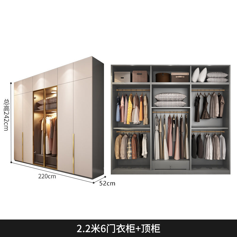 Light Luxury Glass Door Wardrobe Modern Home Bedroom Cloakroom Custom Processing Assembly Wardrobe Storage Large Wardrobe