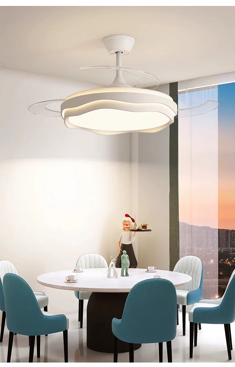 Invisible Fan Light Full Spectrum Eye Protection High Wind Power Silent Modern Simple Hall Bedroom Room Restaurant Ceiling Fan Light