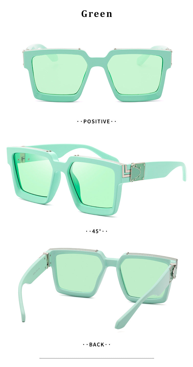 millionaire Large Square Frame Sunglasses for Women, Internet Celebrity Style, 0k Rich Driving Sun Protection Sunglasses for Men86229