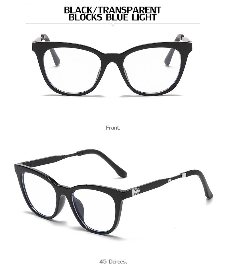 Aluminum-magnesium Spring Mirror Leg Cat Eye Sunglasses Men UV Protection ins Large Frame Sunglasses for Women with High-End Feel