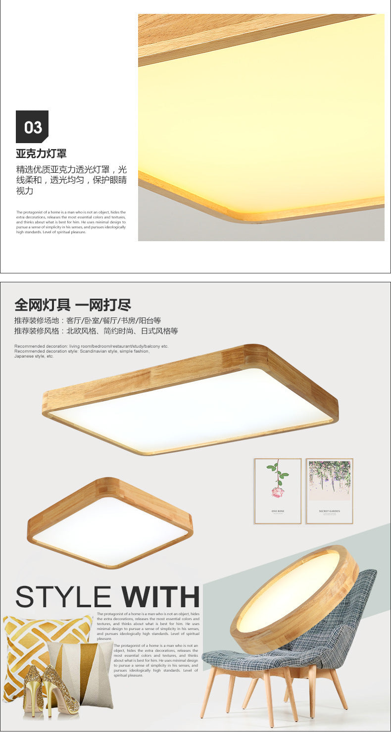 Log led Ceiling Lamp Living Room Balcony Tatami Wabi-Sabi Style Japanese Style Wood Art Corridor Nordic round bedroom