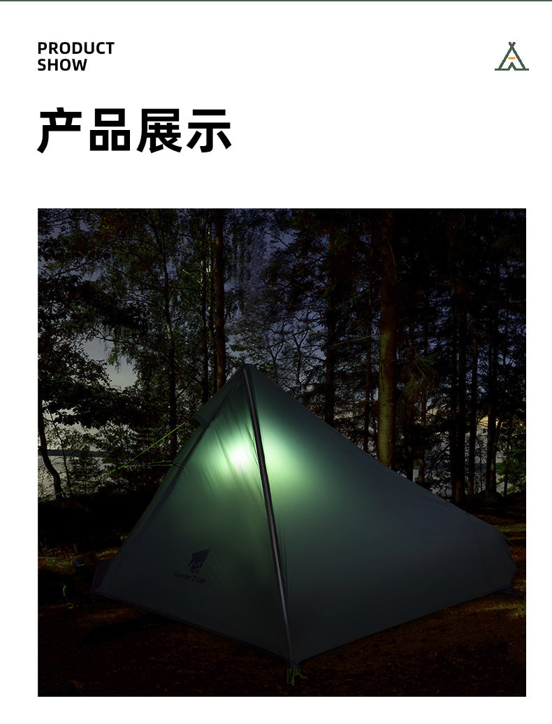 Wholesale Ultra-light Single Tent Outdoor Silicone Coated Nylon Tear-resistant Triangle Camping Hiking Waterproof Pyramid Lightweight