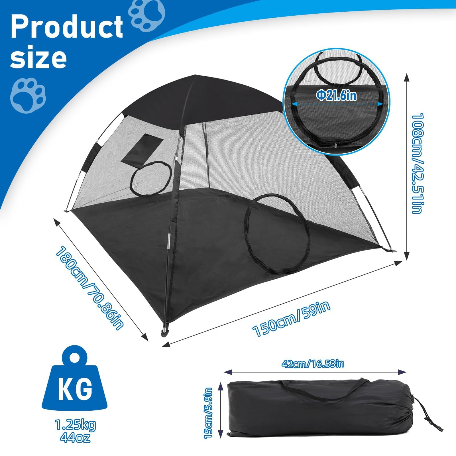 New Pet Tent Outdoor Large Space Thickened Mesh Tent Anti-Mosquito Cat Dog House Park Camping Tent