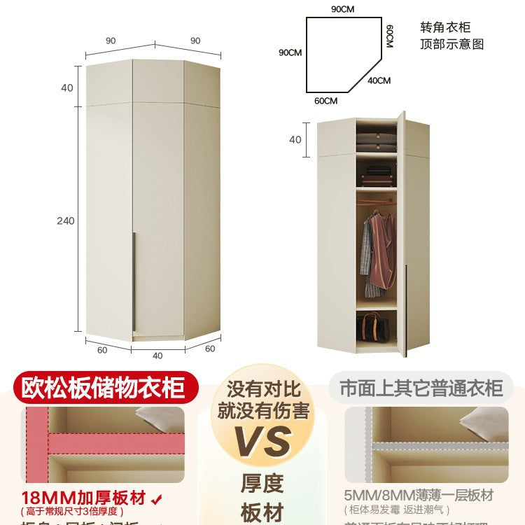 Solid Wood European Pine Board Door to Ceiling60cm Depth18mm Thickened Cabinet Body Wardrobe for Home Bedroom Cream Style Closet