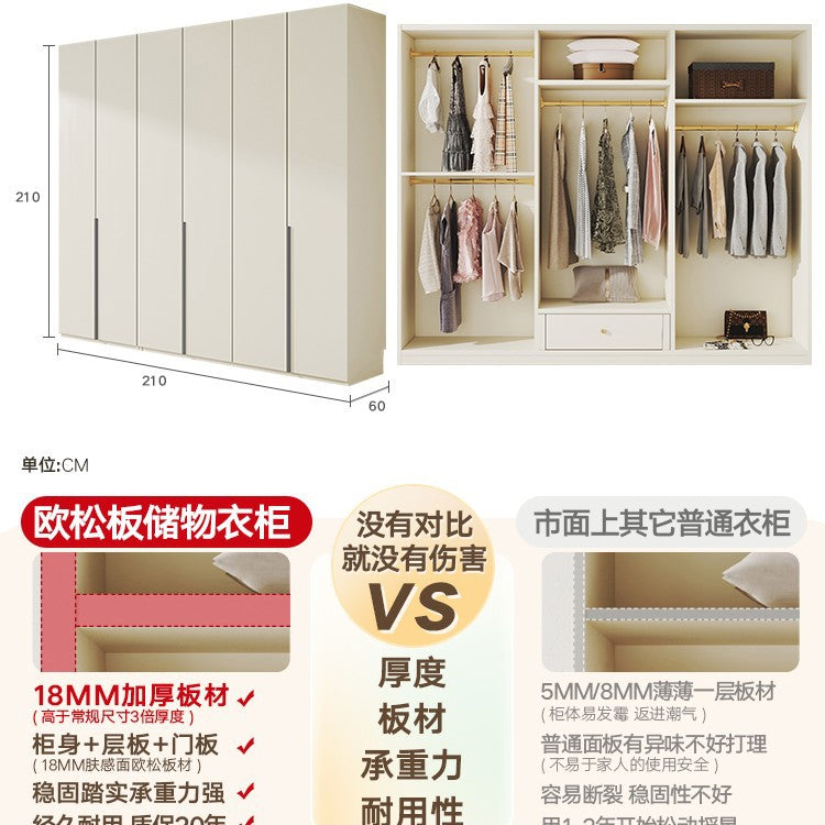 Custom Wardrobe One-Door to Ceiling Combination Home Bedroom Furniture Simple Modern European Pine Board Storage Closet