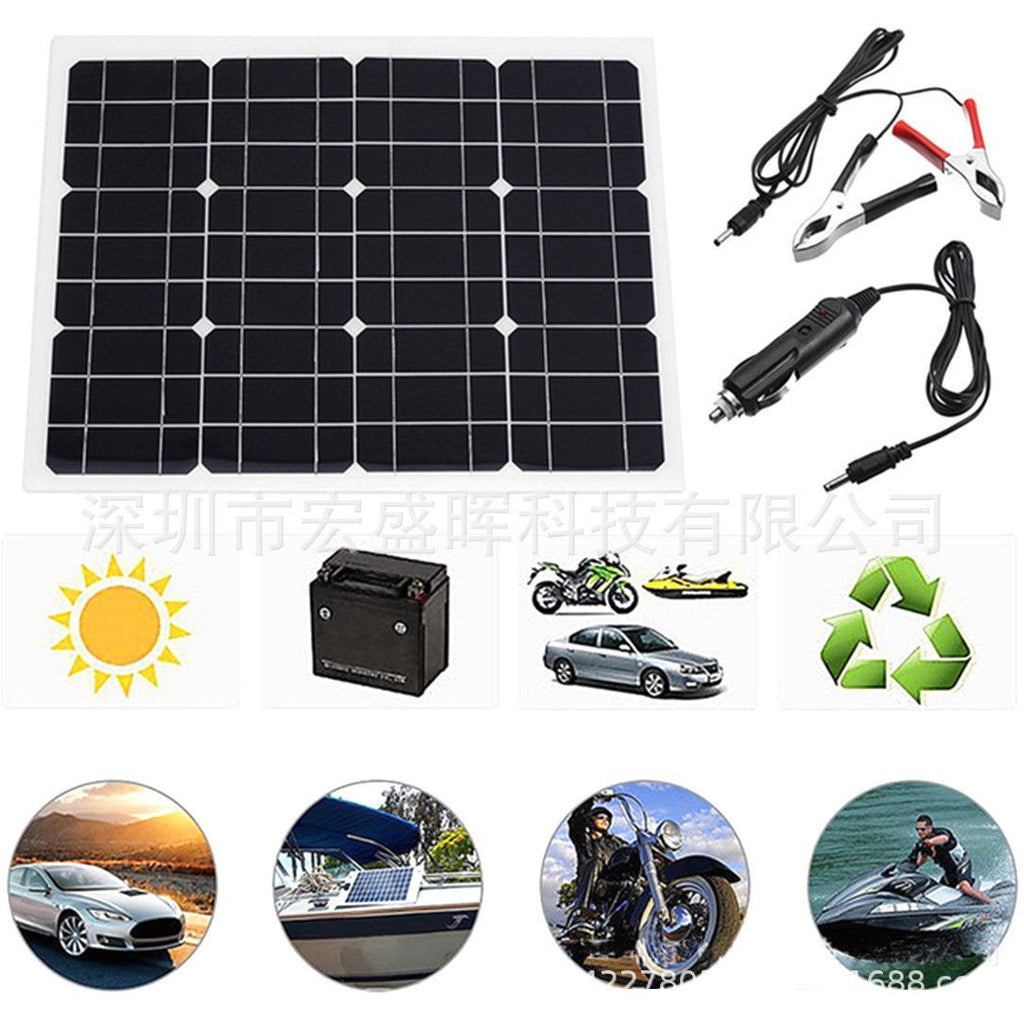 30W18V Monocrystalline Solar Panel Battery Charger Convenient and Portable12V Battery Charging