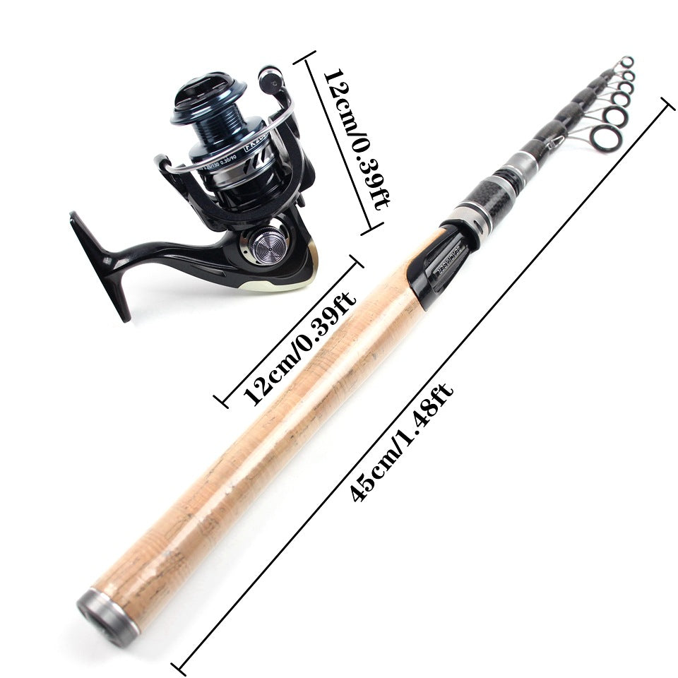 Portable Sea Rod Set with Wooden Handle, Fishing Reel, Telescopic Lure Rod, Fishing Gear, Wholesale from Fishing Rod Manufacturer