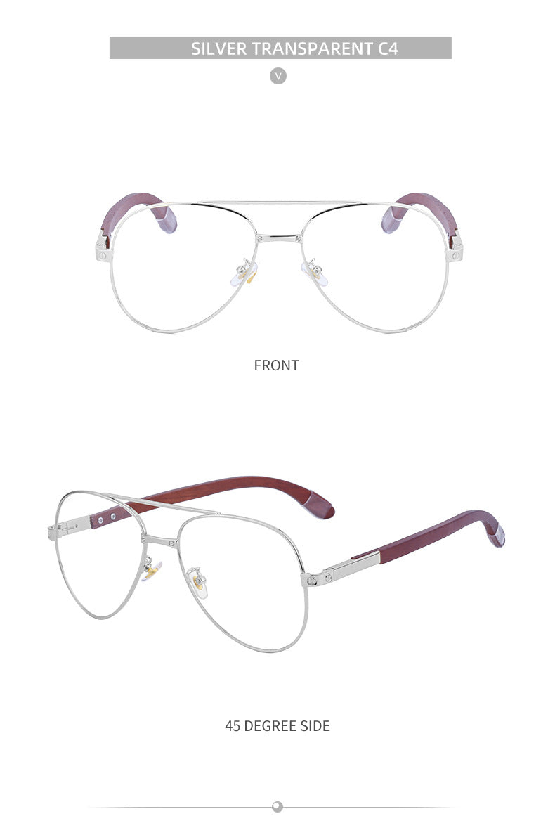 European and American Retro Wooden Leg Aviator Sunglasses for Men Wooden Driving Frog Sunglasses Wholesale