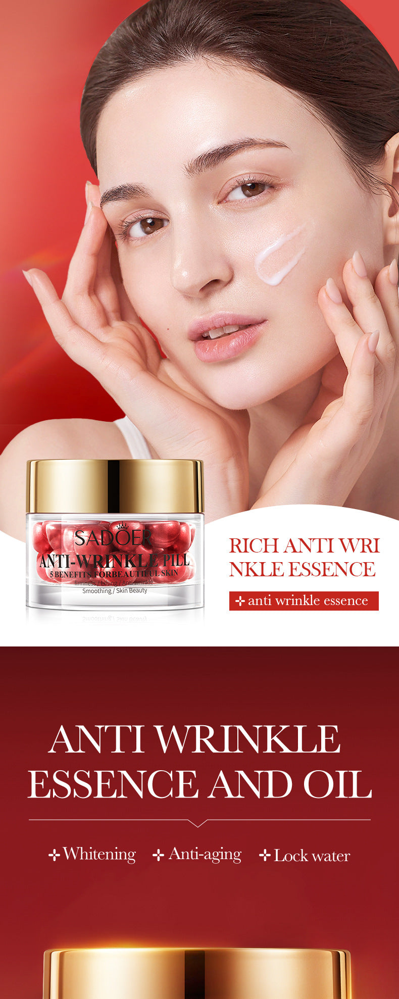 Anti-Wrinkle Pills Anti-Wrinkle Essence Oil SADOER Firming, Moisturizing and Rejuvenating Essence Cross-Border Foreign Trade Wholesale