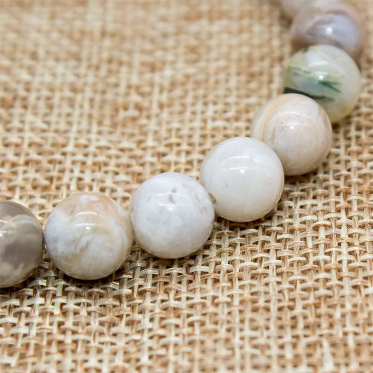 Women's Single Loop Bracelet Elastic Cord Jewelry Bamboo Leaf Agate Bracelet Natural Stone Bracelet