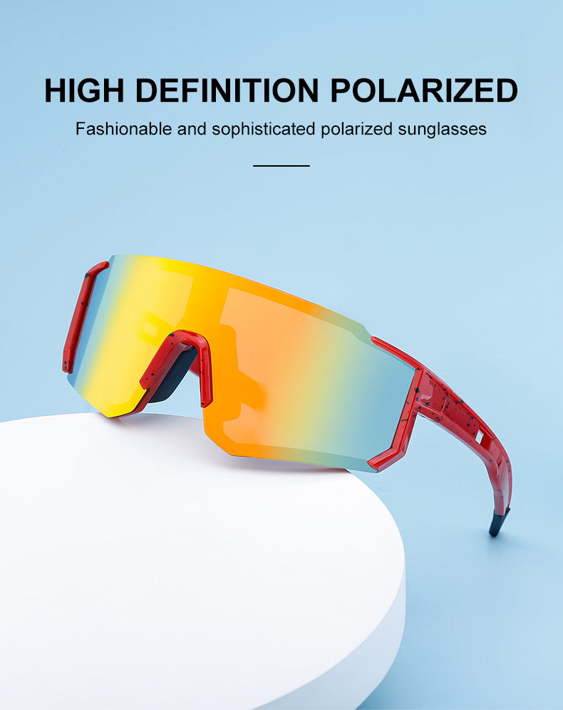 Outdoor Cycling Windproof Sunglasses for Men and Women, European and American Style One-piece Mountaineering Polarized Sunglasses Wholesale sunglasses