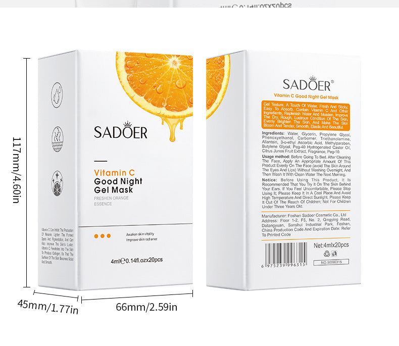 All English Good Night Cooling Mask SADOER Vitamin C Aloe Vera Sleeping Mask No-Rinse  Foreign Trade Live Wholesale