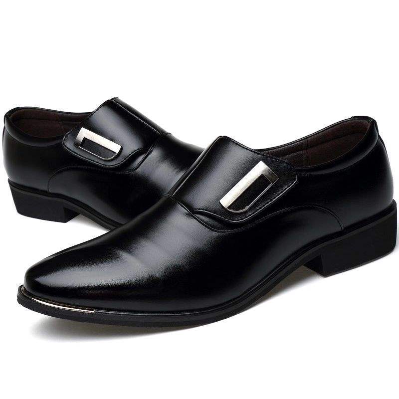 Men's Business Casual Leather Shoes Soft Sole Formal Youth Shoes Korean Style Slip-On Student Shoes