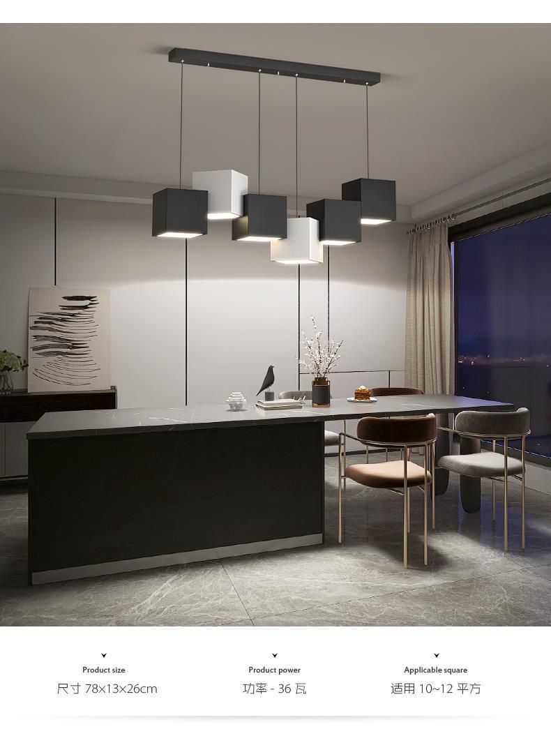 Art Cube Restaurant Light Modern Dining Table Pendant Light Simple Trendy Office Desk Bar Counter Study Room Restaurant Grand Lighting Fixture