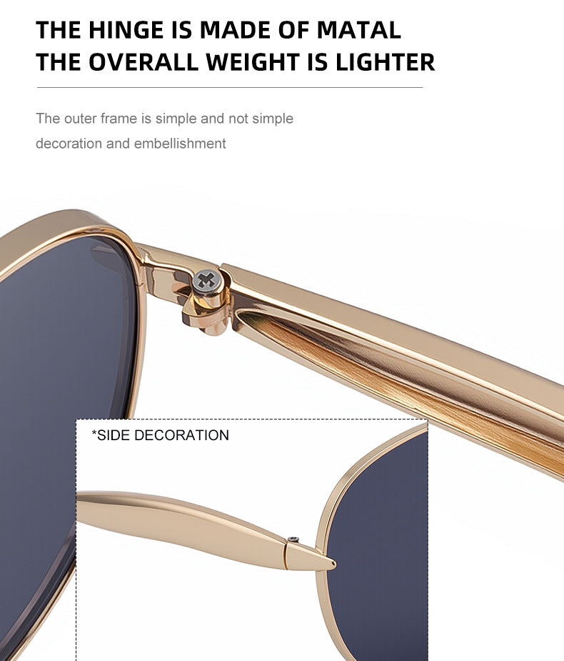 Toad-shaped Metal Sunglasses2025New Retro Plain Sunglasses High-End Feel Women Street Style Trendy Sunglasses
