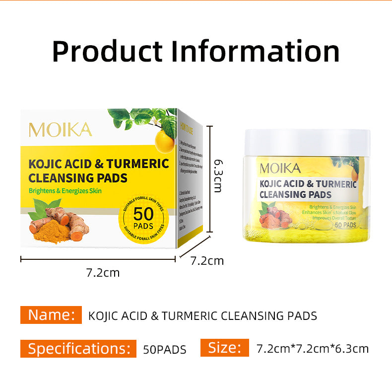 In Stock Turmeric Kojic Acid Cleansing Pads Exfoliating Cleansing Cotton Pads Skincare Wholesale