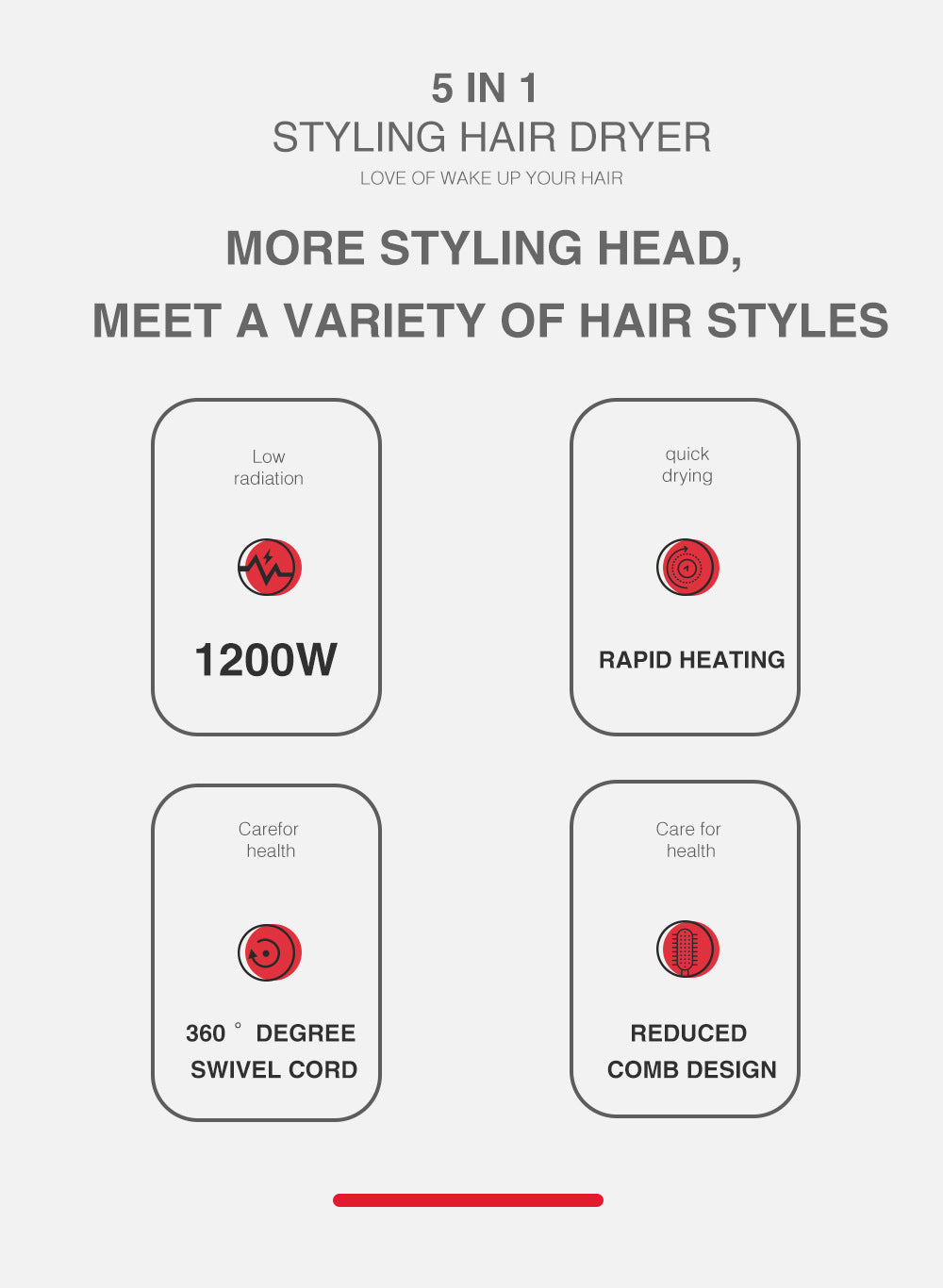 多功能卷发吹风梳梨形花头大功率家用美发造型工具套装5 