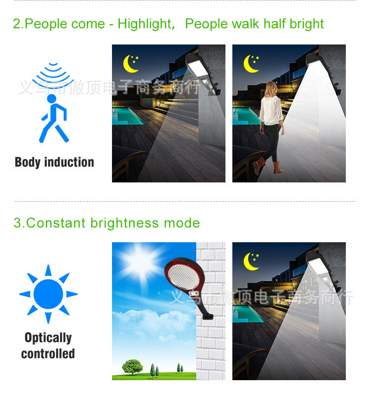Outdoor Solar Light Human Body Sensing Wall Light Integrated Street Light with Remote Control Garden Light Waterproof Garden Light