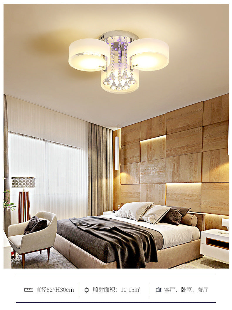 Living Room Lamp Crystal Lamp LED Ceiling Lamp Round Bedroom Lamp Simple Modern Elegant Home Dining Room Balcony Lighting