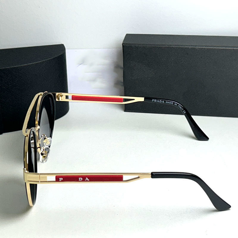 Vintage Oval Fashion Double Bridge Metal Sunglasses European and American Trendy Unisex Sunglasses Cool Sunglasses