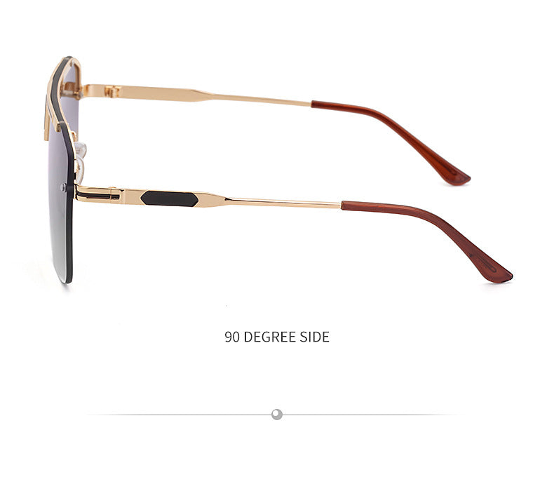 New Large Frame Sunglasses Men's Trendy Cool Fashion Street Style Square Frame Sunglasses Retro Rimless Glasses sunglasses