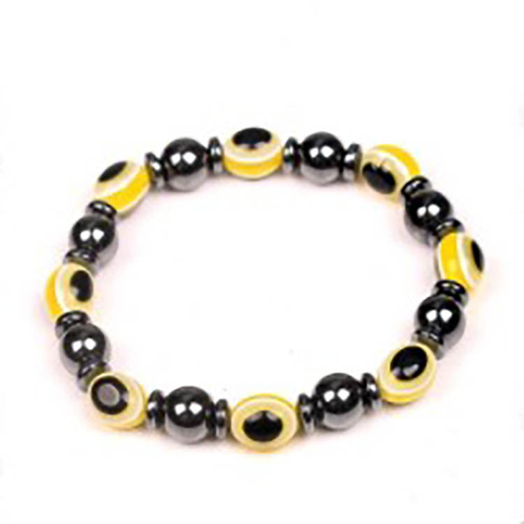 Black Gallstone Eye Bracelet Women's Gift Hematite Spacer Bracelet8mm Beaded Stretch Devil's Eye Bracelet