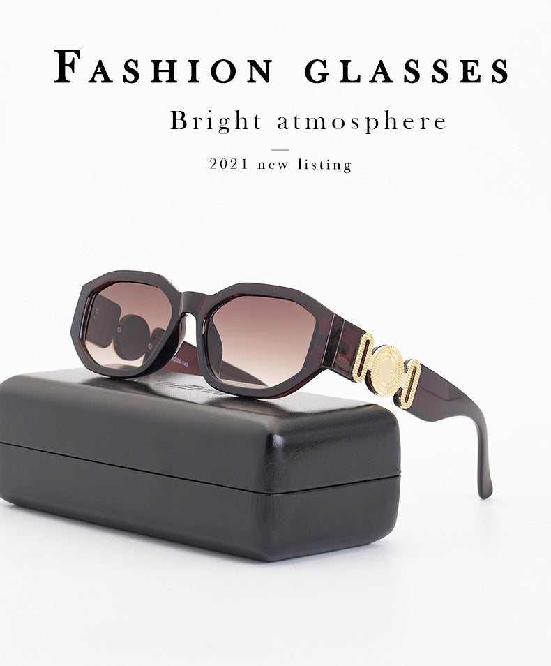 2025New Small Square Frame Sunglasses European and American Trendy Head-Shaped Polygonal Glasses Small Frame Sunglasses for Men