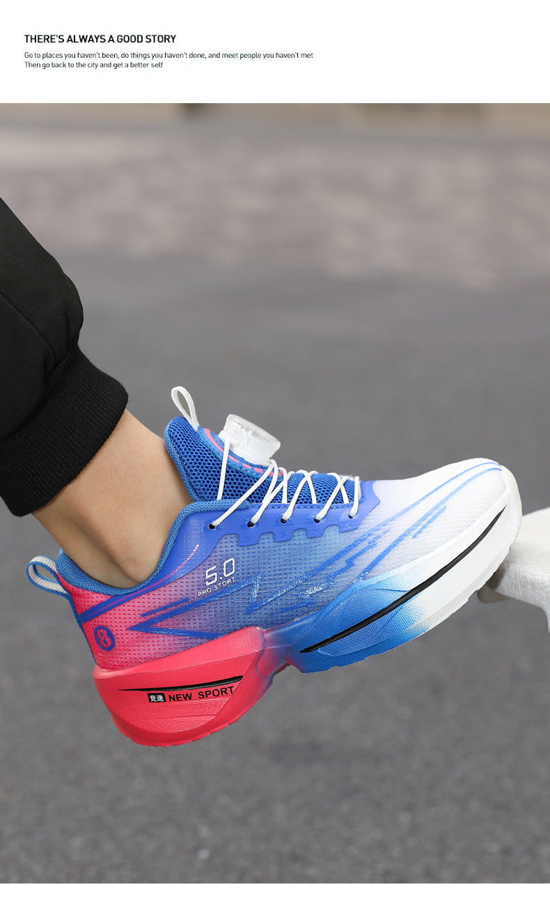 Children's Red Rabbit Sports Shoes Mesh Lightweight Breathable Student Physical Training Shoes Shock Absorption Anti-Slip Boys' Running Shoes