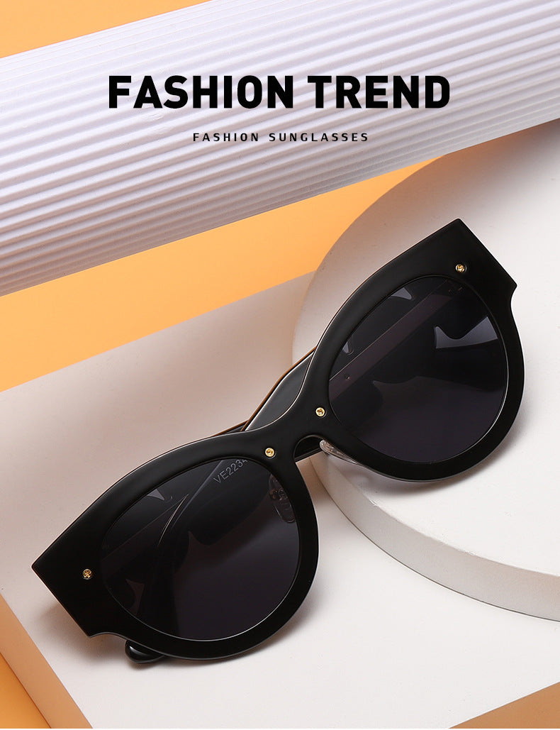 European and American Style Cat Eye Sunglasses for Women with High-end Feel ins Steampunk Frameless Sunglasses for Women Wholesale