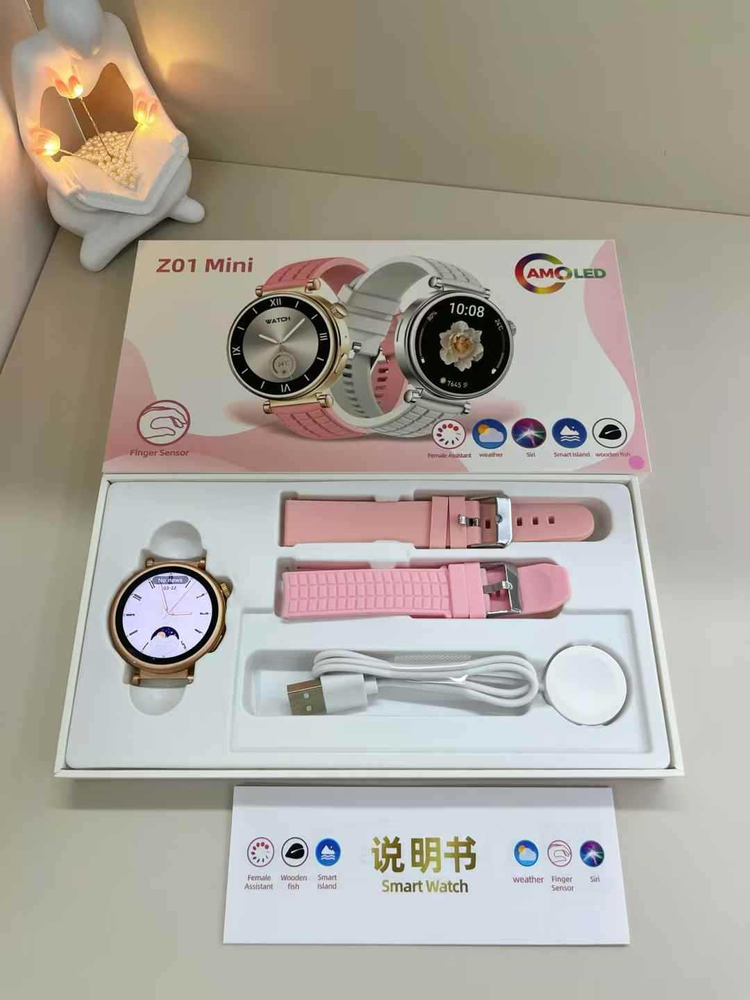 Z01 Mini Smart Watch Bluetooth Call True Heart Rate Step Sleep Monitoring Exquisite Ladies Outdoor Sports