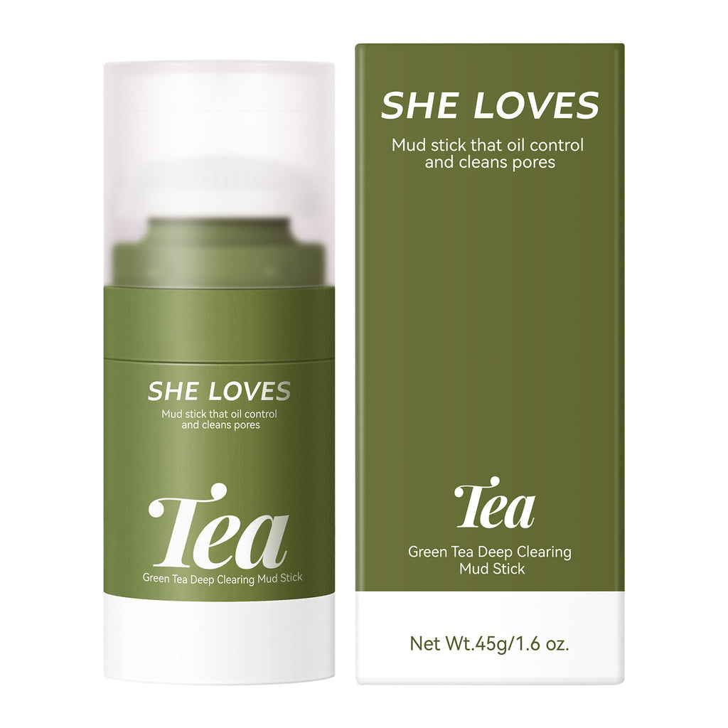 Exclusive Supply green tea Mud Mask Stick Green Tea Oil Control Deep Cleansing Blackhead Removal with Brush Head Mask Mud
