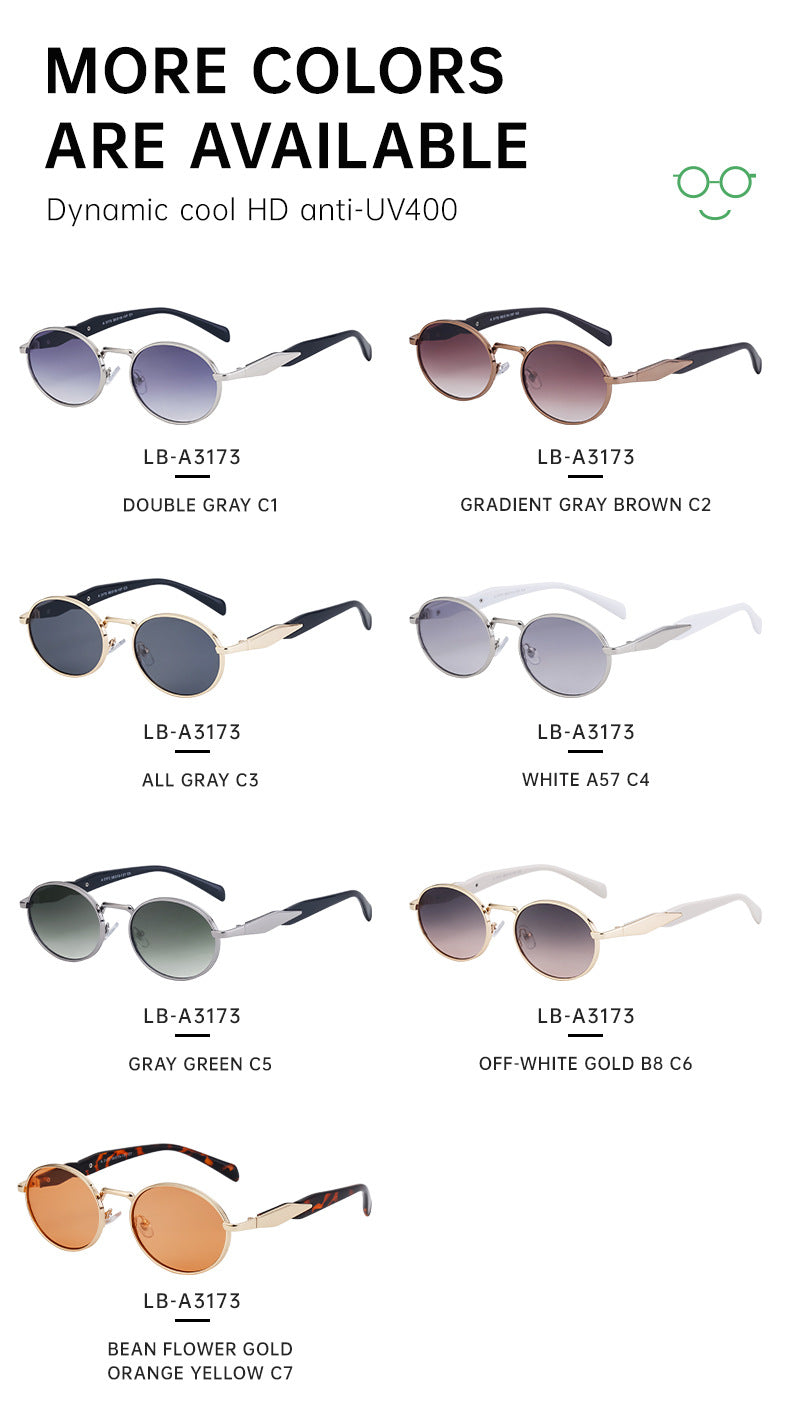 Oval Small Frame Sunglasses for Women, High-End Brand, European and American Style, Trendy UV Protection Sunglasses