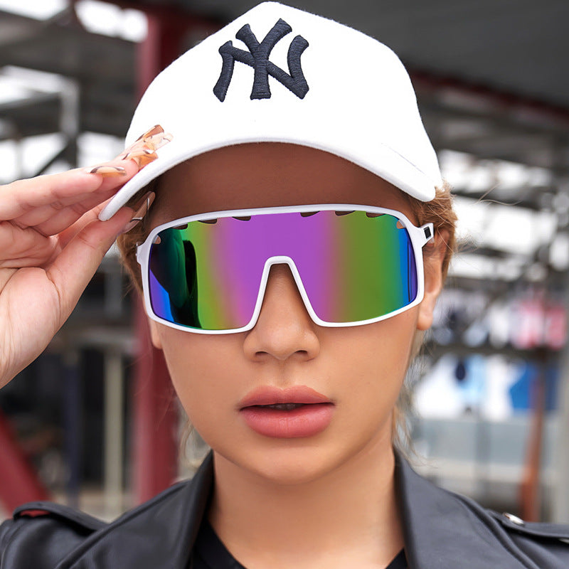 New Colorful Cycling Glasses for Men with Perforated One-piece Lenses Sunglasses European and American Outdoor Sports Sun Glasses